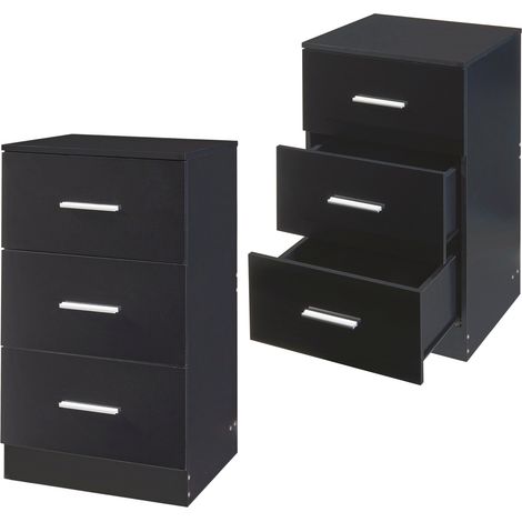 Nachttisch Aurdal 2er Set 66x37x34,5 cm Schwarz, hochglänzend [en.casa]