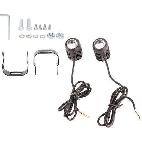 2 phares LED moto blanc ambre étanche IP67 universel 9‑36V feu antibrouillard pour bateau quad camion (1/5)