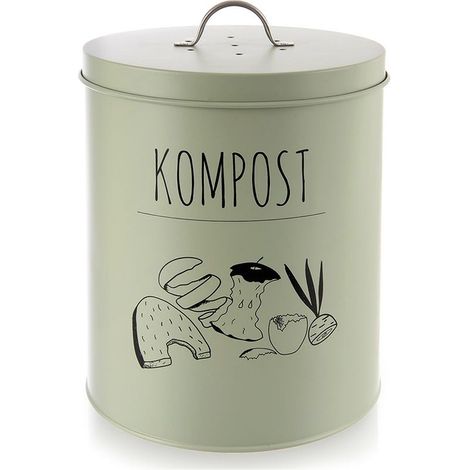 Composteur de cuisine en metal avec filtre a charbon 8 l vert (1/5)