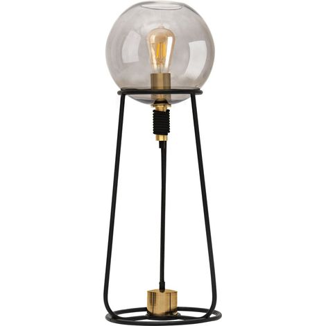 Lampe à Poser Design Moderne en Métal Noir et Verre Fumé, Style Vintage, Douille E27, H 71 cm - PANGIVO (1/5)