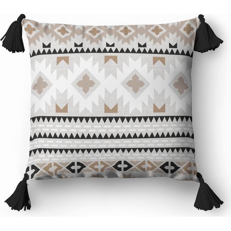 Taie d'oreiller décorative 45x45 cm, motif mosaïque ethnique (1/2)