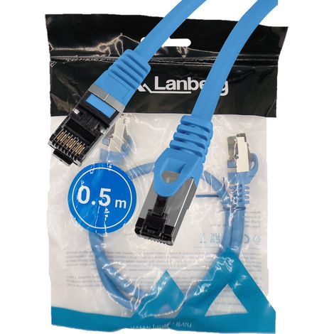 Cavo LAN internet RJ45 patchcord Cat.8.1 sftp blu 0,5 m (1/5)