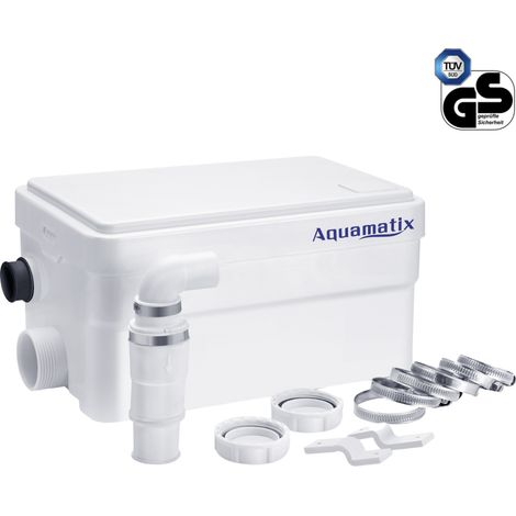 Aquamatix Duscha - Pompa doccia silenziosa per sanitari, 250 W, pompa di scarico compatta per docce, lavelli, vasche da bagno, 2 ingressi con filtro a carbone (1/5)