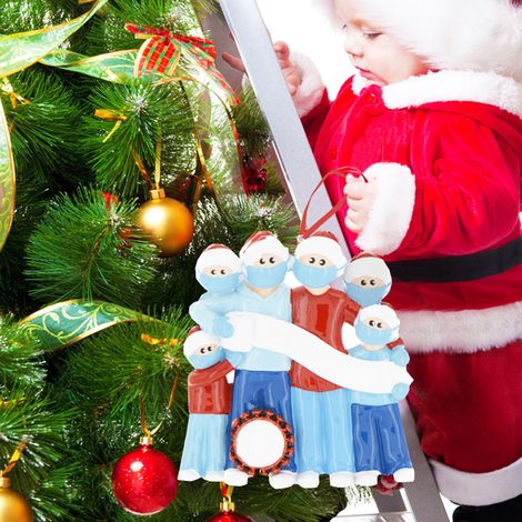 Ornement De Noël - Personnalisable Au Stylo Fin - Pour Famille De 3 4 Ou 5 Membres - Décoration Arbre De Noël - Lot De 1 (1/5)