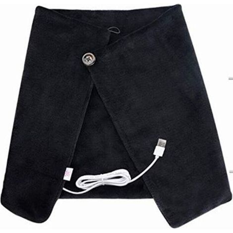 Couverture chauffante à capuche, interface USB, respirante, unisexe, soulage les douleurs aux épaules, aux genoux et à l'abdomen, noire. (1/4)