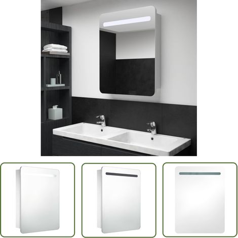 The Living Store LED-Spiegelschrank 60x11x80 cm - LED-Spiegelschrank - Badezimmerspiegel - Kosmetikspiegel - Wandspiegel - Spiegelschrank Weiß