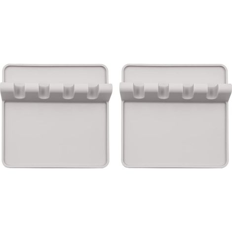 Porte-ustensiles en silicone avec égouttoir, Repose Couvert, sans BPA, porte-cuillère et porte-cuillère pour plaques de cuisson, porte-louche, pince (gris) (1/5)