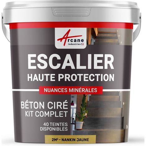 Béton ciré escalier, kit complet - 2 m² (en 2 couches) Nankin Jaune - ARCANE INDUSTRIES
