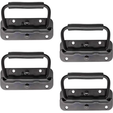Maniglia pieghevole a molla in acciaio inox a 4 pezzi da 100 mm per porte pieghevoli, maniglie pieghevoli per scatole, maniglie con impugnatura per cassette degli attrezzi, ante di armadi, portelli (n (1/4)