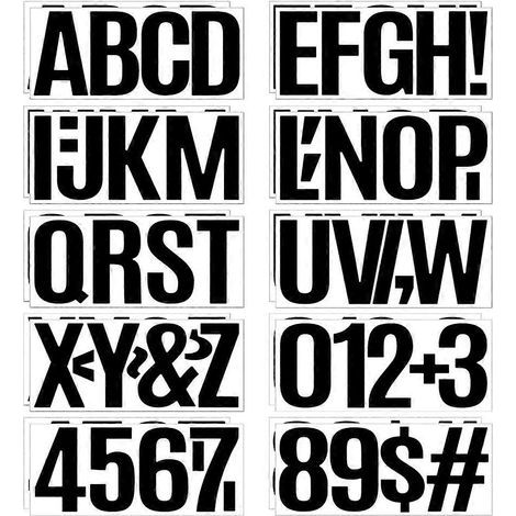 Autocollants en vinyle de 15 cm (6 pouces) : lettres et chiffres, 20 feuilles d'autocollants alphabet auto-adhésifs, autocollants pour boîte aux lettres et porte. (1/5)