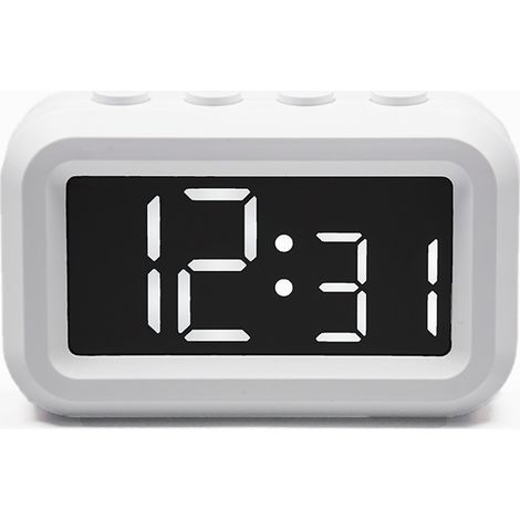 LCD-Digitalwecker, batteriebetrieben, großer Bildschirm – tragbare Digitaluhr für Schlafzimmer, Büro, Reisen – Weiß