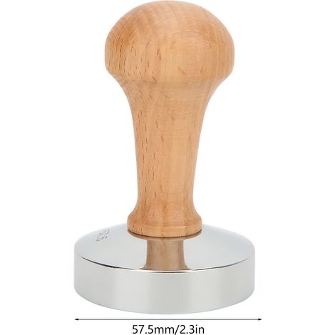 Tasseur à café moulu de 57,5 mm avec base en acier inoxydable et manche en bois - Accessoires pour machines à café (1/5)