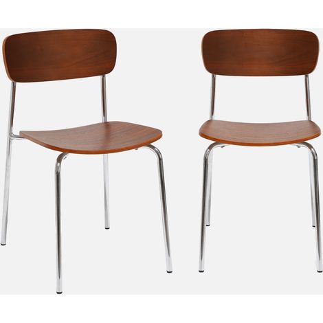 Set di 2 sedie vintage in metallo e compensato