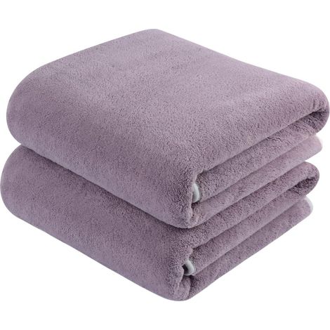 KinHwa Mikrofaser XXL Badetuch 76x152cm 2er Pack lila Schnelltrocknend (1/5)