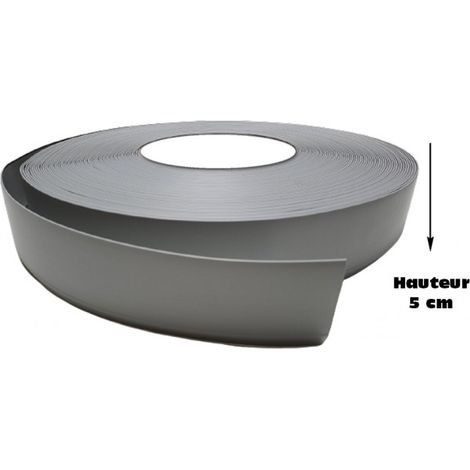 Plinthe souple autoadhésive en PVC Colle sèche professionnelle haute qualité de MadeInNature hauteur 50 mm, 70 mm ou 100 mm - Gris clair - 50 mm - 10 mètres.