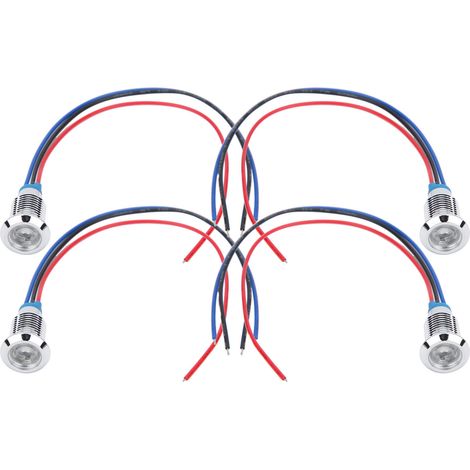 4 jeux de LED rondes précâblées, étanches, indicateur bicolore à cathode commune, 10 mm, 3-6 V (rouge et bleu) (1/5)