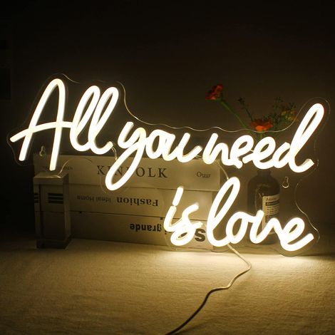 All You Need is Love Neon Sign,Enseigne au néon LED pour décoration de fête de mariage, enseignes au néon de mur d'art pour la maison chambre d'enfants fête de mariage toile de fond décoration (1/5)