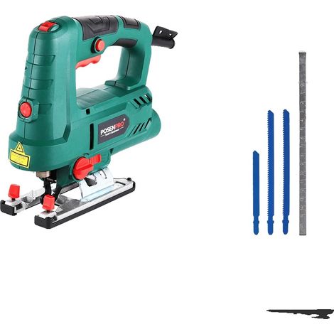 Scie sauteuse électrique, puissance de 800W, vitesse à vide de 0-3000tr/min, coupe en biseau de -45° à 45°, capacité de coupe maximale de 100mm/ bois, changement de lame sans outil (1/5)
