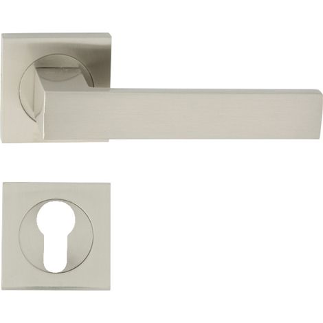 Domino poignee de porte qubik qr m9 pz poignee avec plaque pz pour cylindre profile nickel