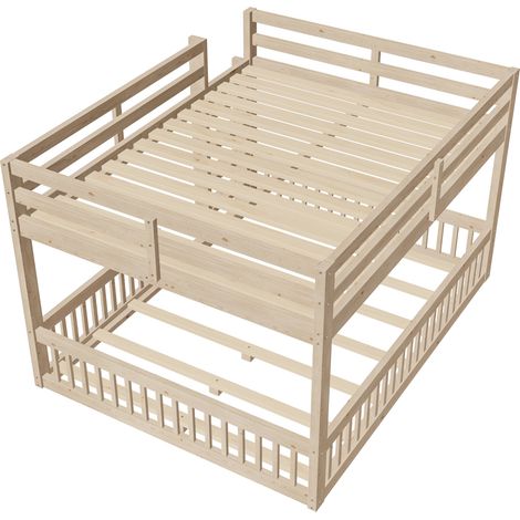 Letto a castello 160 x 200 cm con sponde di sicurezza in legno naturale (1/5)