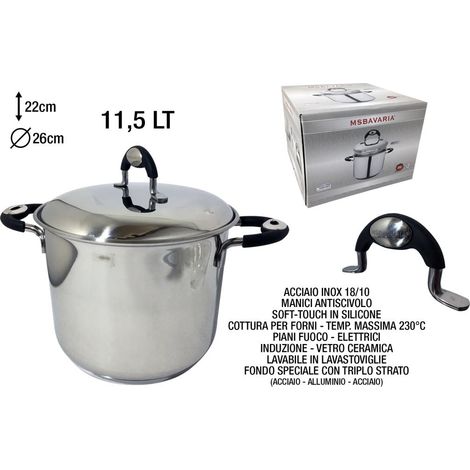 Pentola in Acciaio con Coperchio e Manici New Bavaria 26 cm