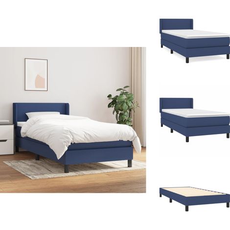 Boxspringbett mit Matratze Blau 100x200 cm Stoff - Boxspringbett - Doppelbett - Schlafraum - Blau - Bettauflage (1/5)