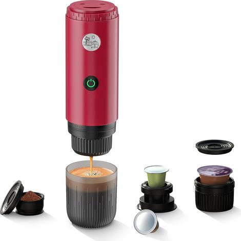 Machine à café portable 3 en 1 20 bars avec chauffage automatique, compatible avec les capsules et le café moulu pour le camping, la randonnée, les voyages et la maison (1/5)