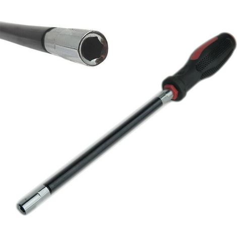 Trade Shop Traesio - Cacciavite Giravite Flessibile Da 300 Mm Femmina Esagonale 7 Mm - (1/3)