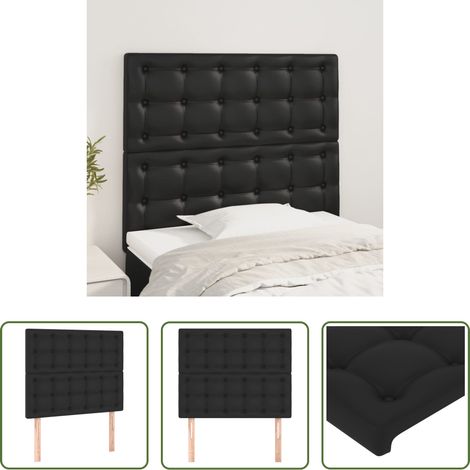 vidaXL Cabecero de cama negro 100x5x118/128 cm piel sintética (1/5)