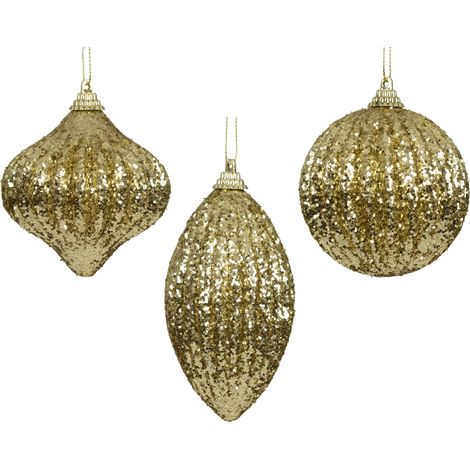 pallina di natale in foam glitter D 8 cm oro chiaro Peraga Christmas
