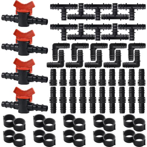 52 Pièces Kit de Raccords pour Jardins pour Tubes 16mm, Connecteur de Tuyau D'irrigation, D'irrigation Systèmes D'irrigation Agricoles (1/5)