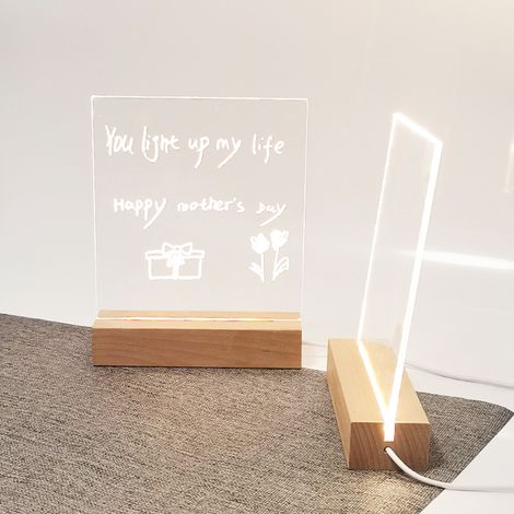 Tableau mémo lumineux de bureau, lampe LED à brancher, base en acrylique pour messages graffiti, veilleuse (1/5)