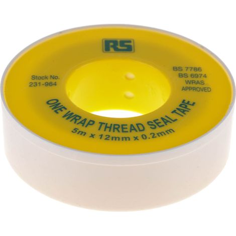 Ruban Téflon, 12mm x 0.2mm RS PRO Blanc, +260°C ( Prix pour 1 ) (1/2)