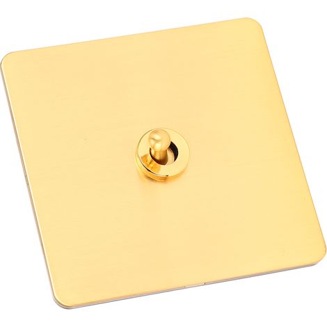 Interrupteur à bascule AC250V 1 poste 2 voies avec plaque inox dorée et socle PC isolant ignifuge (1/5)