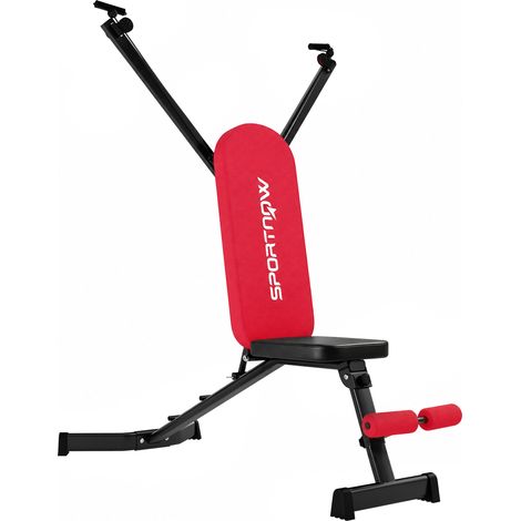 Banc de musculation pliable avec bandes de résistance réglable (plat/incliné/décliné) et extension de jambes multifonctionnel jambes résistance, dossier (1/5)