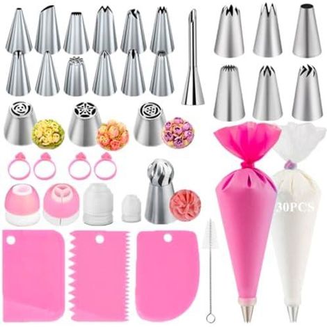 Kit Douille à Pâtisserie 66 Pièces, 6 Douilles Inox 304, Poche Silicone Sans BPA, Cake Cupcake Débutant,... (1/5)