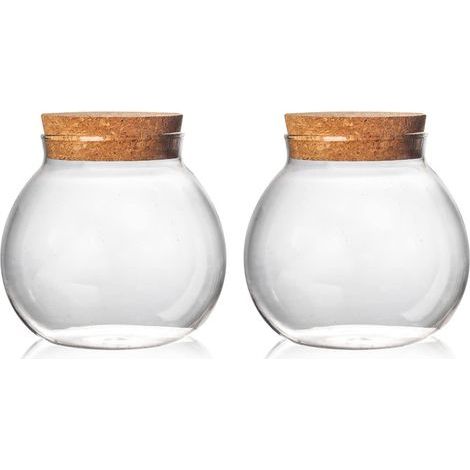 Set mit 2 runden Glasbehältern mit Korkdeckeln - 500 ml Küchenvorratsgläser (2er-Set) (1/5)