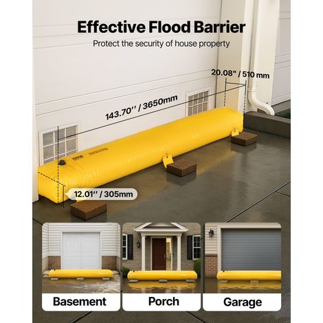 Barrière anti-inondation Hydro Barrière 3,66 m de longueur x 30,5 cm de hauteur pour la dérivation de l'eau