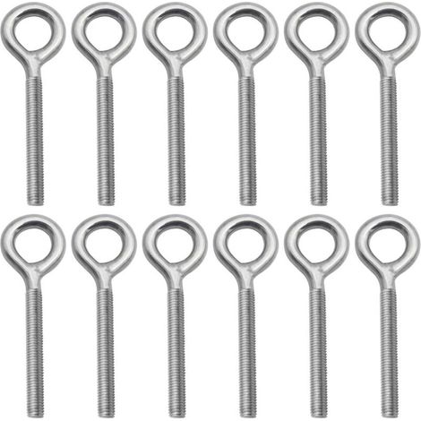 Packung mit 12 Ringschrauben M6 x 70 mm aus Edelstahl 304 – Ringgewindestangen als Befestigungsmittel, ideal zum Aufhängen von Gegenständen in Haus, Garten oder Industrie