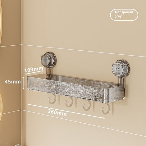 Étagère murale transparente grise ondulée, motif ondulé léger et luxueux, avec ventouses, sans perçage. (1/5)