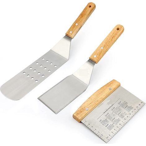 Ensemble de grattoirs pour barbecue et plancha – 3 spatules en acier inoxydable (1/5)