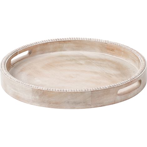 Bandeja de servir decorativa elegante expositor pasteles de madera de mango marrón claro Damanhur (1/5)