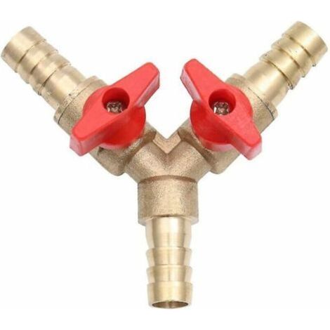Raccord Laiton - Vanne Boisseau Sphérique 3 Voies En Y - Pour Tuyaux Cannelés Eau Gazole - 10 mm - Lot De 1 (1/5)