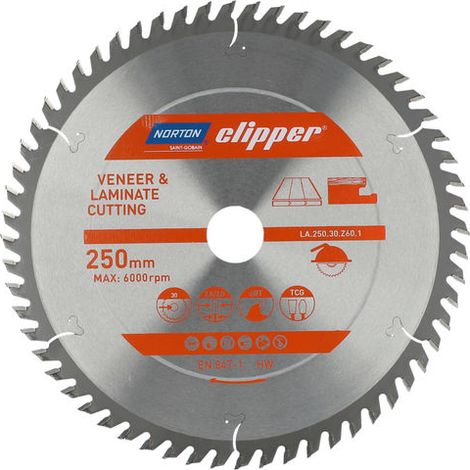 Norton Clipper Kreissägeblatt Laminat, Sperrholz, beschichtete, 250x30 60Z