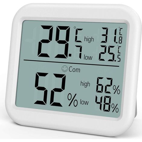 SHINING HOUSE Termómetro e higrómetro digital, termómetro LCD interno grande, medidor de temperatura y humedad con registro mínimo/máximo, interruptor ℃/℉, pantalla cómoda, muy adecuado para dormitori (1/5)
