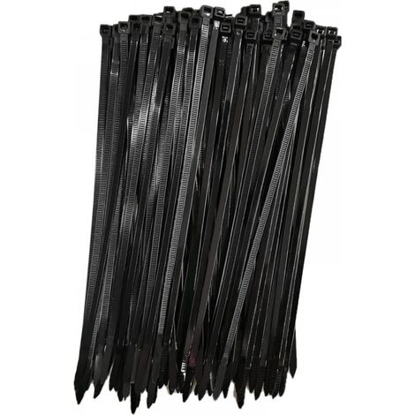 Colliers de serrage en plastique, 250 mm x 7,6 mm, colliers de serrage, Colliers de serrage en nylon Rilsan, colliers de serrage 250 mm, noir, set de 100 pièces (1/5)