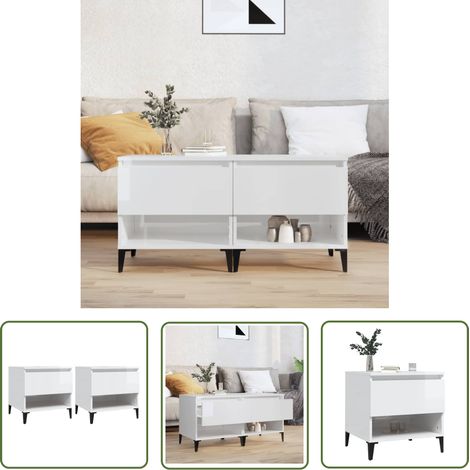 Maison Exclusive Beistelltische 2 Stk. Hochglanz-Weiß 50x46x50 cm (1/5)