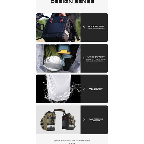 Zoternen Sacoche de moto universelle en polyester, grande capacité, 20 L, avec intérieur amovible et étanche (1/5)