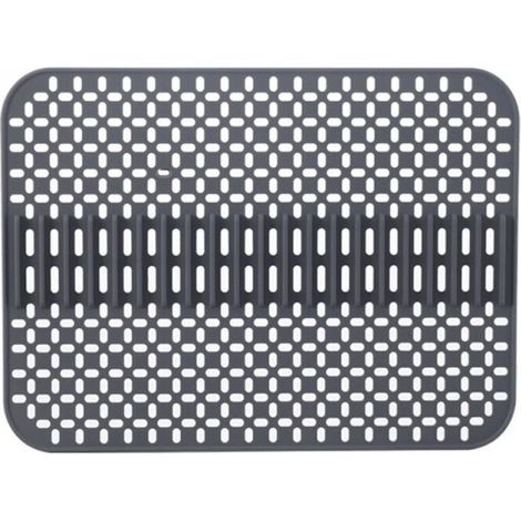 Tapis d'évier en silicone - 43 x 32 cm - Simple couche - Compatible lave-vaisselle - Résistant à la chaleur et antidérapant - Gris foncé