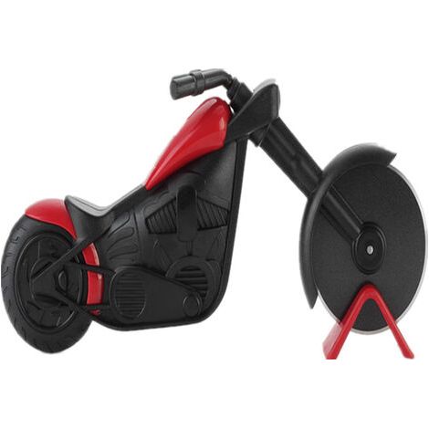 Moto Roulettes à Pizza, Rouleau Couteau à Pizza en Acier Inoxydable et Plastique, Décoration Idéale et Cadeau Créatif (21.5 9.5cm, Noir et Rouge), (1/5)